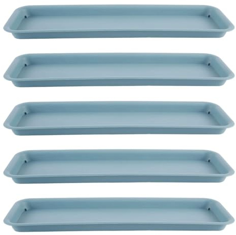 Ｚｉａｌｏｆｉ 5 Stück Blumentopf Untersetzer Rechteckig 48 cm, Rechteckiger Pflanzenuntersetzer, Wassertropfschalen Pflanzschalen, Wassertropfschalen für Balkon, Indoor, Garten, Fensterbank, Blau