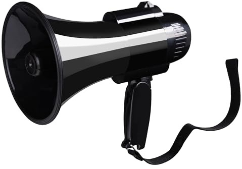 MyMealivos 30W Megafono con Sirena & 240s Record-Regolabile Vol Control Cover Fino a 300 Piedi Range Adatto per Giochi Sport Cheerleading Coaches Organizzatori di Eventi-Nero