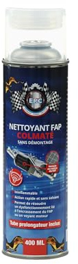 ERC | Nettoyant FAP colmaté | Aérosol | Dissout les suies, cendres et dépôts de carbone | Nettoyant FAP sans démontage | Restaure les performances moteur | Pour moteur diesel | 400 ml