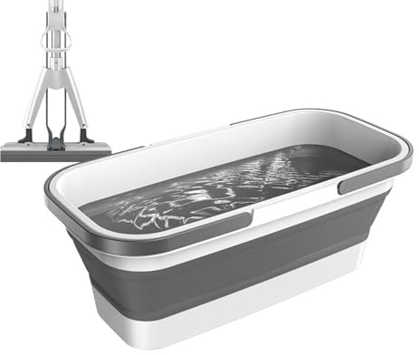 Cubo Rectangular De Gran Capacidad con Asa 46 * 22,5 * 18cm Silicona Cubo Plegable para Fregona Balde Grueso Duradero Ahorra Espacio para Limpiar Pescar, Acampar O Incluso Hacer Jardinería