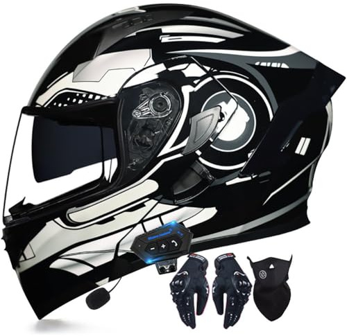 Letetexi Casco Moto modulare Integrato Bluetooth Casco apribile Moto con Doppia Anti-Fog Visiera Casco Integrale Omologato DOT/ECE Ventilazione per Uomo Donna 55~62cm
