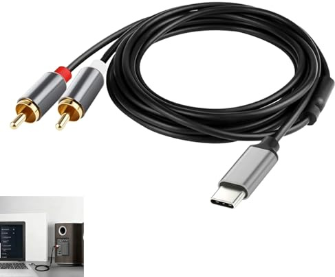 Câble USB C vers 2 RCA, Adaptateur USB C RCA Audio Stéréo Mâle, Adaptateur Audio Numérique Compatible avec iPhone 15/14/13, Samsung Huawei Xiaomi Home Cinéma Enceinte HDTV et Autres Appareils