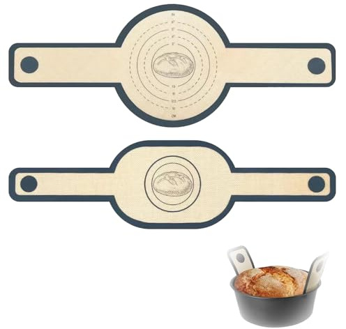 Silicone Bread Sling for Dutch Oven, MEOAlBkey 2PCS Non-Stick Reusable Bread Making Accessories, Sourdough Bread Sling with Long Handle for Easy Baking & Effortless Release, Ideal Sourdough Gifts
