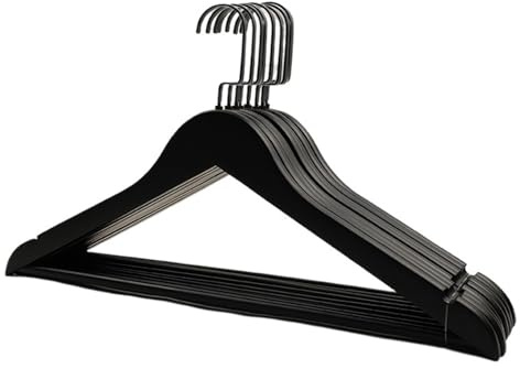 Grucce per abiti Grucce in legno for cappotti, giacche, abiti, appendiabiti in massello, ganci girevoli, resistenti(Black(10Pcs) B2)