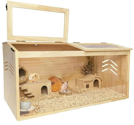 HamsterkäFig for große Hamsterkäfige aus Holz, Hamsterlebensräume mit zu öffnendem oberen Fenster, kleine Anima(100x50x50cm)