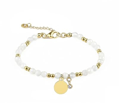 RUBY Edelstein Armband Damen – 4mm facettiertes Naturstein Armband, Perlenarmband aus wasserfestem Edelstahl & 14K vergoldet (16+3cm), in Holzbox, Schmuck Geschenk für Frauen