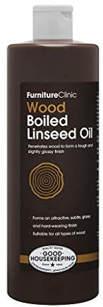Olio di Lino Cotto Furniture Clinic-Sicuro, Multiuso, Asciugatura Rapida, Finitura Lucida-Protegge, Ravviva Legno da Esterni e Interni- per Mobili, Cucina, Giardino, Pietra, Metallo, Pittura. 500ML