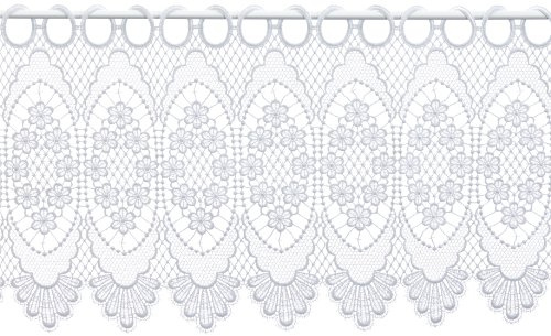 Plauener Spitze by Modespitze, Store Bistro Gardine Scheibengardine mit Stangendurchzug, hochwertige Stickerei, Höhe 30 cm, Breite 96 cm, Weiß
