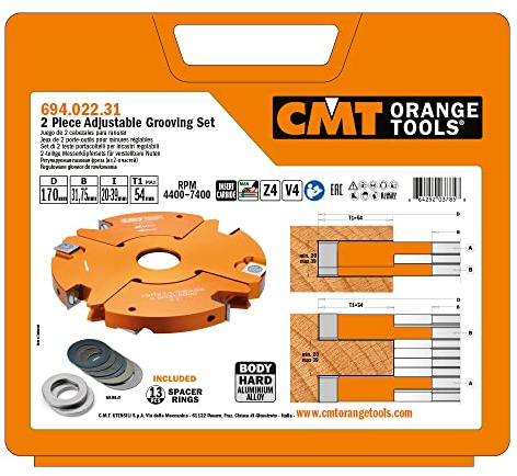 CMT 694.022.31 – 2 Piece Adjustable Grooving Cutter Head Set Hw D=170X20-39X3