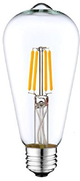 12Vmonster DC 12 Volt Cool White 6000k 6 Watt LED Filament ST64 Light Bulb E26 E27 Medium Base Lamp Low Voltage Marine Boat Solar Theatrical Production Stage Prop Retro Edison 12V Battery Lighting