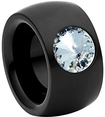 Heideman Ring Damen Coma 14 Schwarz Edelstahl mit Kristall | Coma Cocktailring Gold, Edelstahl, großer Zirkonia-Kristall, eleganter Damenring, hautfreundlich & nickelfrei, Geschenkidee
