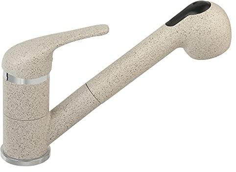Spültischarmatur Küchenarmatur mit ausziebarer Brause zum ausziehen Granit Beige Sand BFR8S
