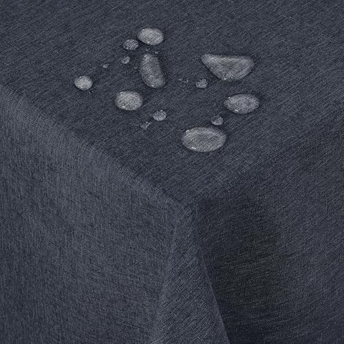 Deconovo Leinenoptik Tischdecke Wasserabweisend Tischwäsche Lotuseffekt 130x130 cm Dunkelgrau
