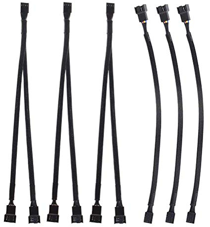 GTIWUNG 6 Piezas Fan Splitter, PWM Cables de Ventilador Extensión Macho a Hembra, Cables Separador de 4 Pines Ventilador Divisor PWM PC Convertidor de 1 a 2