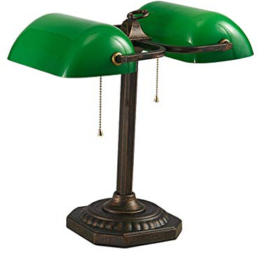 Banker Lamp Green Shade Double Head Retro Traditional Desk Lamps Pull Chain Office Study Simple Designs Eye Caring Reading Lights