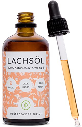 Lachsöl für Katzen mit Omega 3 & 6 I 100ml norwegisches, natürliches Lachs-Öl aus Atlantik-Meer-Lachs I Hochdosiertes Ergänzungsmittel für Katzen