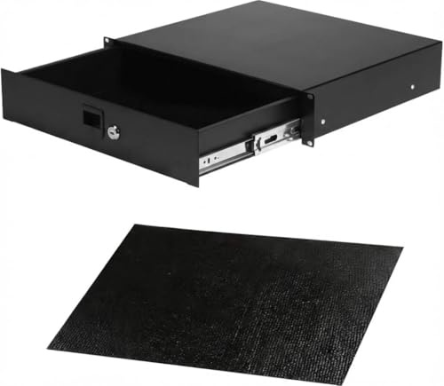 INRS212 Infitronic 19 Zoll Rackschublade 2HE Vollauszug, 38,5cm Tiefe, kugelgelagert mit Rastverschluss, aus Stahl für Netzwerkschrank, 20kg Traglast, Schwarz