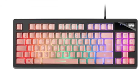 Mars Gaming MKAXPFR Kompakttastatur TKL H-Mech, Französisch Sprache, RGB-Beleuchtung 9 Effekte, Gel-Handballenauflage, Pink