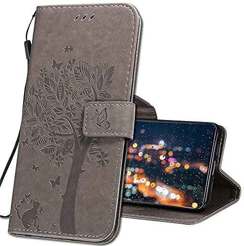IMIRST Funda para Xiaomi Redmi Note 9S Smartphone, Funda con Tapa Xiaomi Redmi Note 9 Pro Magnético Carcasa para Xiaomi Redmi Note 9S / Redmi Note 9 Pro. KT1 Wish Tree Grey
