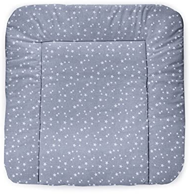 Balbina® Wickelunterlage Wasserdicht Wickeltischauflage Wickelauflage baumwolle 60x70 cm Mikrosterne auf grau
