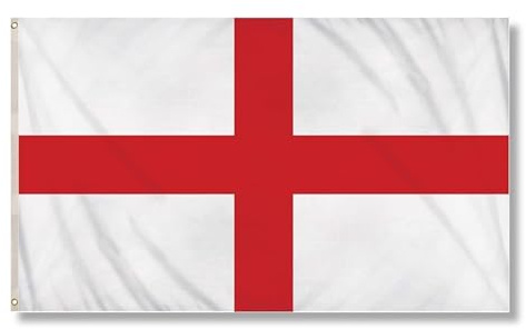 SHATCHI England St George’s Cross Flag 5ft x 3ft with Brass Eyelets – Large Polyester English Flag Banner for FIFA World Cup Football, Rugby Supporters and Indoor Outdoor Home & Garden Display