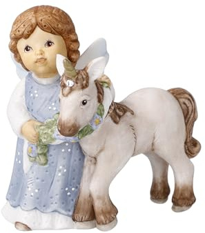 Goebel Nina und Marco Fabelhafter Begleiter 2022 Sammelfigur Engel mit Einhorn aus Porzellan mit Kristallen, 11-750-88-1