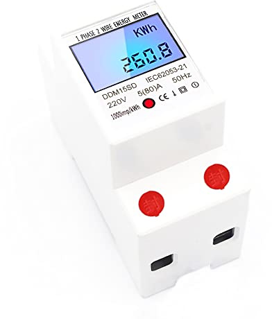 Contador de Kw monofásico VOANZO, medidor de electricidad de carril DIN, medidor de monitoreo de consumo de electricidad doméstico LCD AC220V 5(80) A