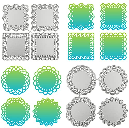SENHAI Stanzformen für Kartenherstellung, Dekoration, runde und quadratische Spitze, Blumenbordüre, Metall-Stanzformen für DIY, Scrapbooking, Fotoalbum, Prägeschablonen