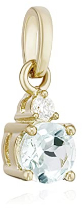 NKlaus Kettenanhänger Solitär echt Blautopas 333 Gelb Gold 10x5mm Zirkonia weiß Amulett 11954
