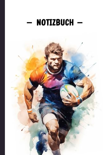 Notizbuch Rugby: Notizblock A5 (6x9in) 100 Seiten mit Linien - Geschenke für Trainer und Rugbyspieler - Für Jungen, Kinder und Erwachsene