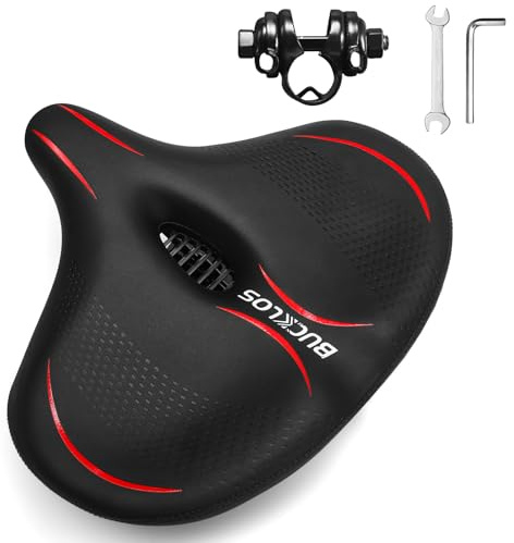 BUCKLOS Wide Bike Seat for Men Women Ebike Seats Comfort Extra Large Comfortable Bicycle Seats Saddle for Ebike/Crusier/Exercise/Peloton Bike