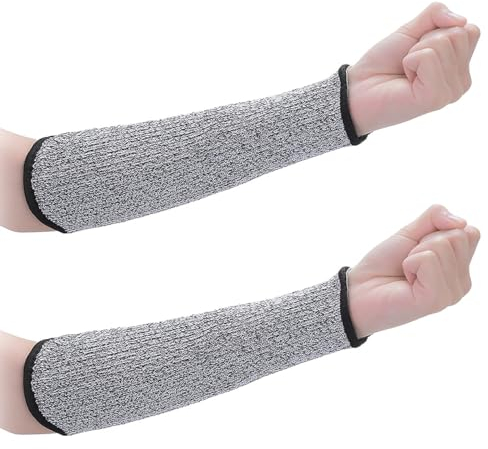 Maniche Resistenti al Taglio, 1 Paia Maniche Protettive per Braccio Protezioni per Braccia Manicotto del Braccio Manica Protezione, Guanto di Protezione Anti-taglio Grigio (senza Foro del Pollice)
