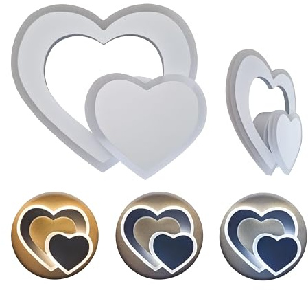 MAKA Applique a LED Moderna 12W, 960 Lumen Lampada da Parete a Muro Camera Letto Bambini, Applique Decorativa per Stanza dei Bambini Camera da Letto, Soggiorno (Cuore 3000K-4000K-6500K)