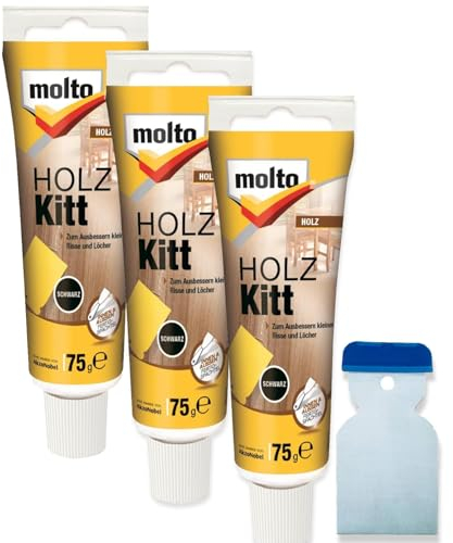 3x Molto Holzkitt 75 g Set Reparaturspachtel (Schwarz)