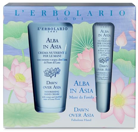 L' Erbolario - ALBA IN ASIA Kit MANI DA FAVOLA - Crema Nutriente per le Mani 50 ml e Olio Nutriente Unghie e Cuticole 75 ml - Edizione limitata