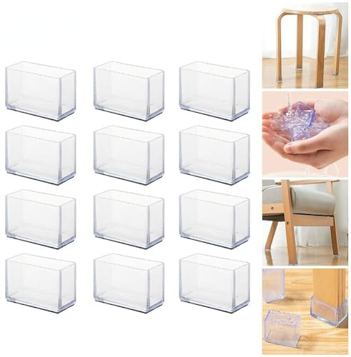 Gommini per sedie quadrati, Protezione per gambe rettangolari per sedie e tavoli, 12 pezzi, 30 x 60 mm