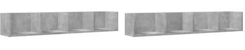 vidaXL Mobili Parete 2 pz Grigio Cemento 99x18x16,5 cm in Multistrato