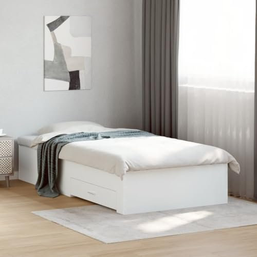 Faroom Cama con espacio de almacenamiento, 75 x 190 cm, cama individual con cajones, cama de madera, cama infantil, cama juvenil, litera, cama juvenil con somier, color blanco