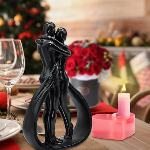 Hollylife Couple Wedding Anniversary Couple Sculpture Statue Resin Decoration Figurines Modern Home Bookshelf Office Bedroom Living Room Crafts Decoration Wedding Anniversary Birthday Gift