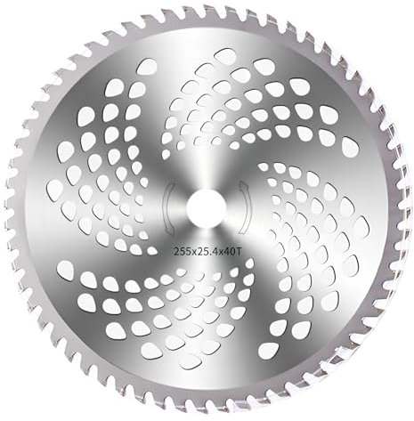 Disco Desbrozadora, 255mm - Hoja de Sierra Circular de Metal Duro, Apto para Trabajos de Siega, 255x25,4 mm
