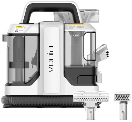 Vonia Lavatappeti portatile, 450W – Lava tappezzeria, divani e auto - Smacchiatore per moquette e sedili - Serbatoio removibile, bianco