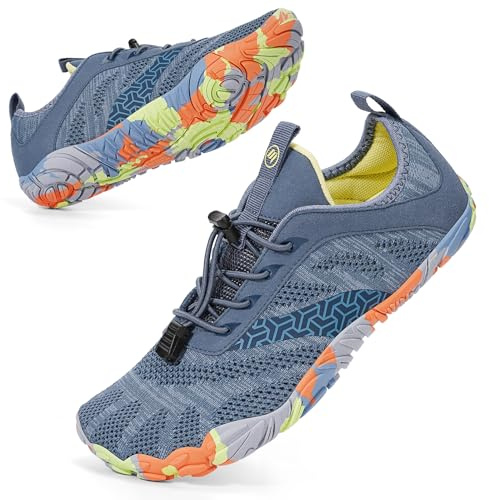BibHoly Barefoot Shoes for Men and Women, Lightweight Breathable Trail Running Shoes, Non-Slip Fitness Shoes for Gym and Outdoor Activities, A01 Blue, 8 UK