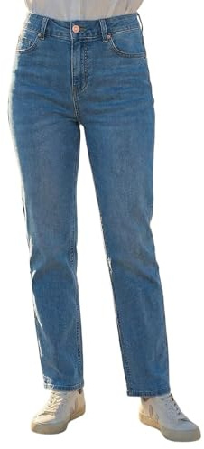 Roman Originals Stretch Straight Leg Jeans for Women UK - Ladies Cotton Denim Trousers Stretchy Office Work Casual Smart High Rise Elasticated Waist Regular Cut Pants - Petite Denim - Size 10