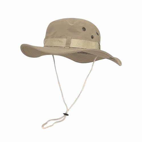 ATSNOSH Sonnenhut für Herren Damen, Fischerhut, Safari Hut, Faltbar Wanderhut Gartenhut Anglerhut Buschhüte, Boonie-Hüte mit Kinnriemen, UV-Schutz (DE/NL/SE/PL, Alphanumerisch, Einheitsgröße, Beige)