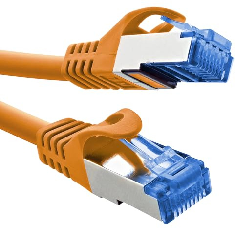 InLine 72614O Câble patch Cat.6A, S/FTP, TPE (LSZH), CCA, PoE LAN, Ethernet, câble réseau RJ45 Gigabit, orange, 1,5 m