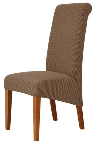 EBETA Stuhlbezug Groß Stuhlhussen Stretchhussen, XL Stuhlabdeckungen Stretch Stuhlbezüge Hussen für große Esszimmerstühle Waschbar (Coffe, 6 Stück)