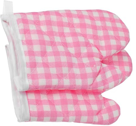 Alipis Maniques pour Garçon Et Filles Anti-brûlure à Carreaux Rose, Isolants Thermiques Résistants Haute Température en Tissu Épais, Maniques Cuisine Ergonomiques pour Cuisson Four, Lot De 2 Pièces