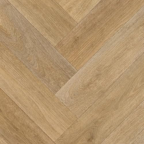 Neutral Wood Effect Herringbone Vinyl Flooring For Kitchen, Bathroom, LivingRoom, 4.50mm Thick Vinyl Sheet, 5 Year Warranty, Suitable for underfloor heating-2 X 4 mt