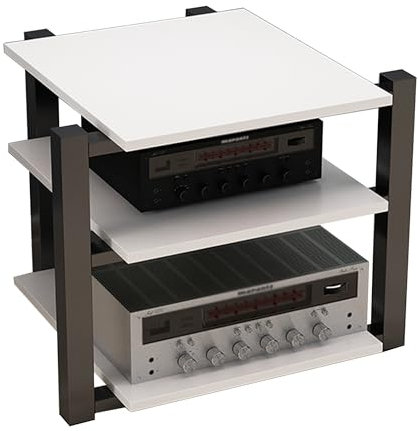 WXZXWXZX Mobile Giradischi Consolle Rastrelliera per componenti Audio a 2/3/4 Livelli Supporto Stereo Aperto per Studio di Registrazione di Soggiorno di Gioco Domestico(White,70 * 55 * 65cm)