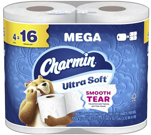 Charmin Papier toilette ultra doux, 4 méga rouleaux = 16 rouleaux normaux
